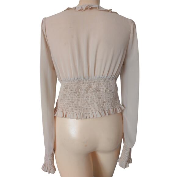 Sheer Ruffled Boho Babydoll Cropped Top Small Coquette Romantic Fairy Renn Faire - Picture 2 of 4